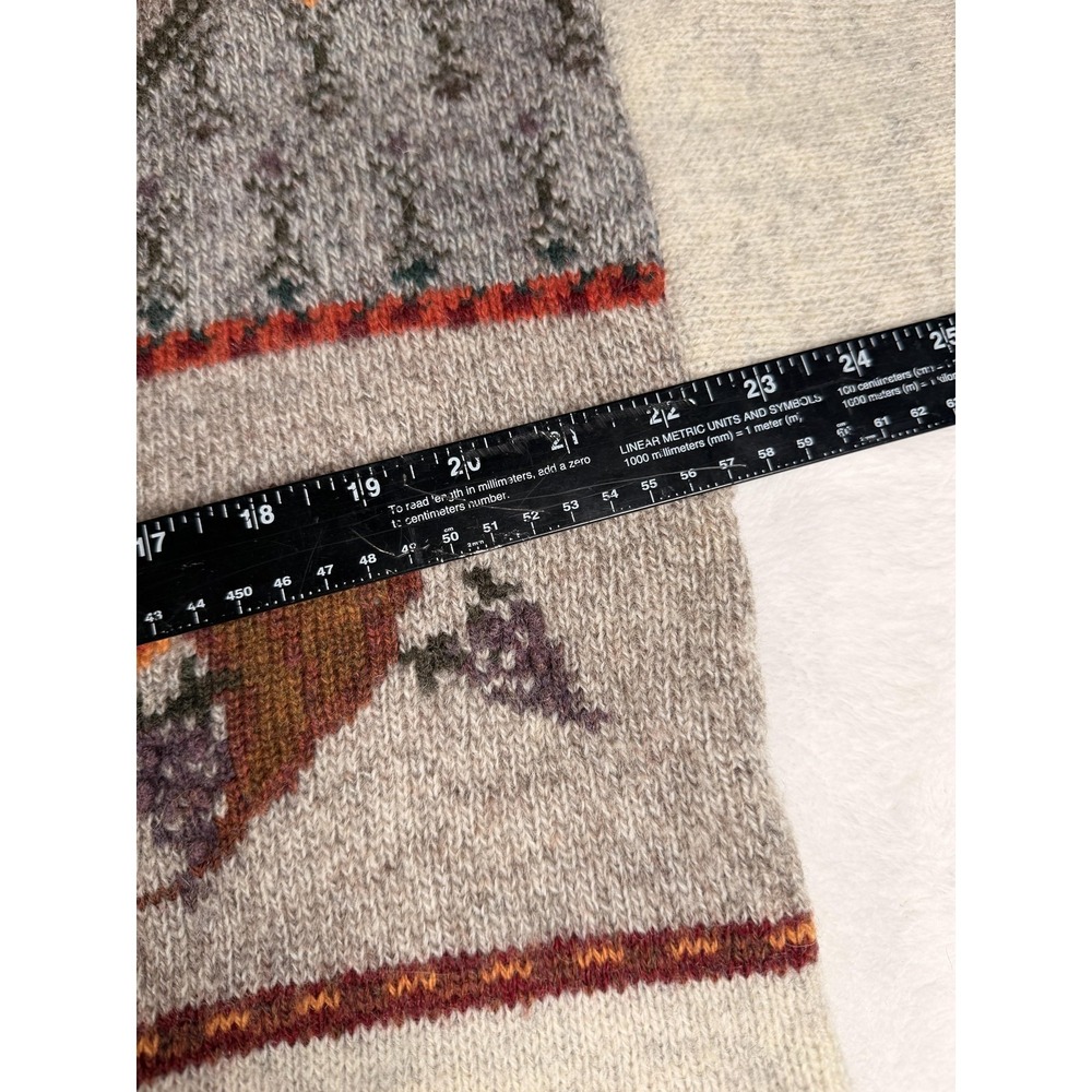 Woolrich Cardigan Sweater Womens Large Beige 100% Wool Fall Harvest Apple Knit - Picture 10 of 16